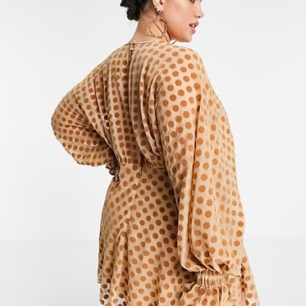 ASOS Brown Polka Dot Mini Dress - Picture 2 of 10